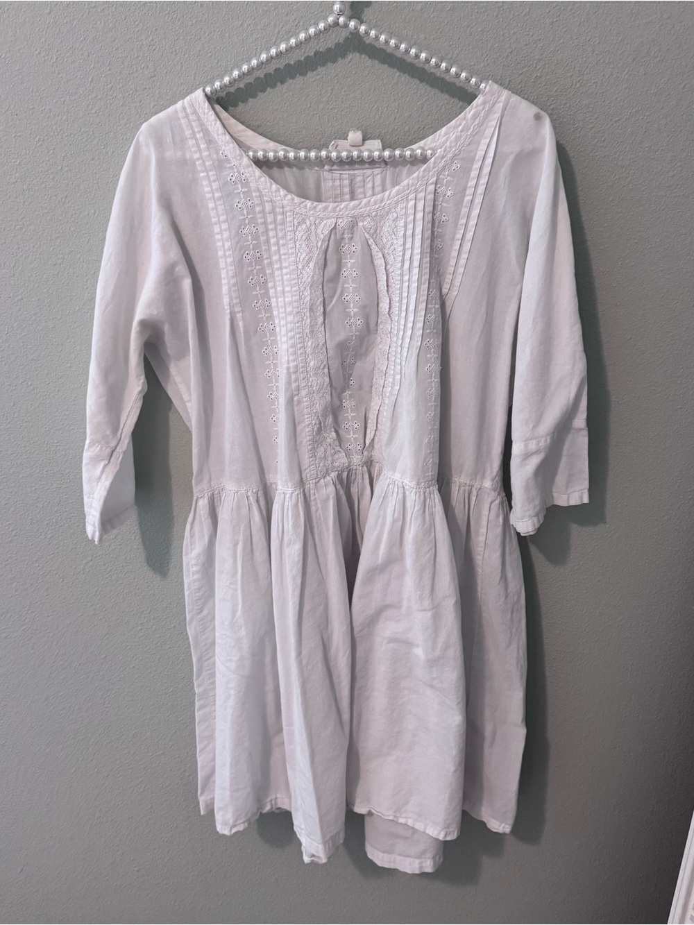 Current/Elliott White Pintuck Peasant Dress